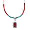 Native American Navajo Multicolor Bead Pendant Sterling Silver Necklace JX126577